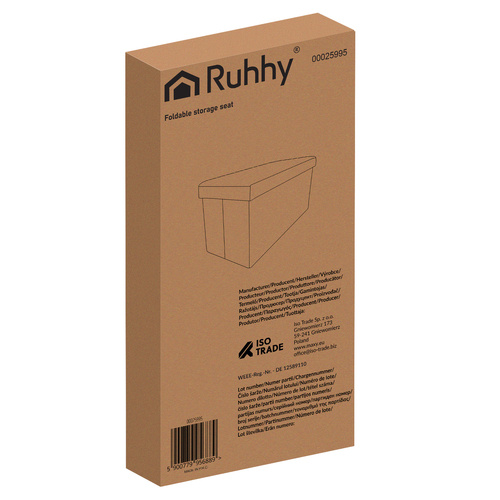 Černý sametový puf 60x30x30 cm Ruhhy 25995