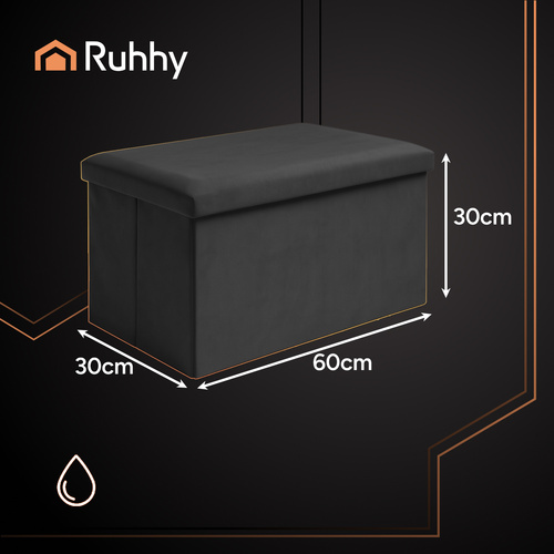 Černý sametový puf 60x30x30 cm Ruhhy 25995