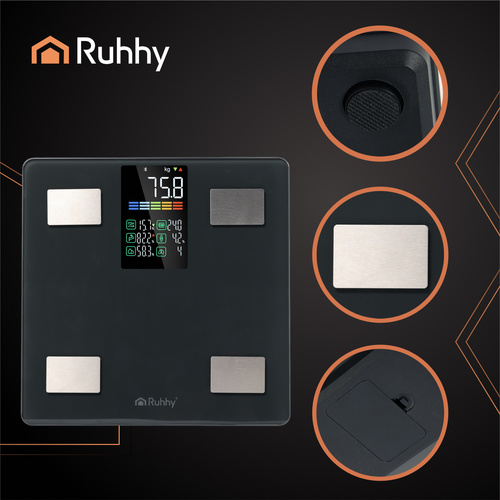 LCD koupelnová váha - analytická černá Ruhhy 20675