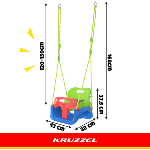 Dětská houpačka Kruzzel 3 v 1 zelenomodrá