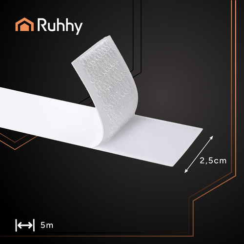 Samolepicí suchý zip bílý 5m x 2,5cm Ruhhy 25999