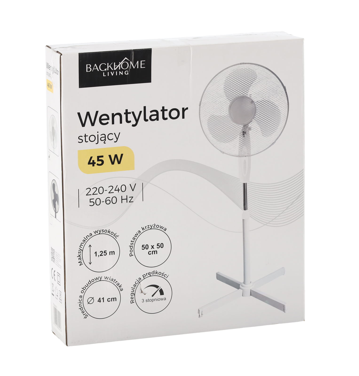 STOJANOVÝ VENTILÁTOR BÍLÝ 45W