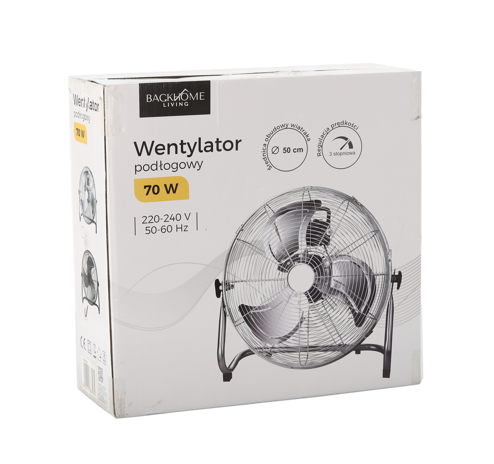 Podlahový ventilátor stříbrný 70W