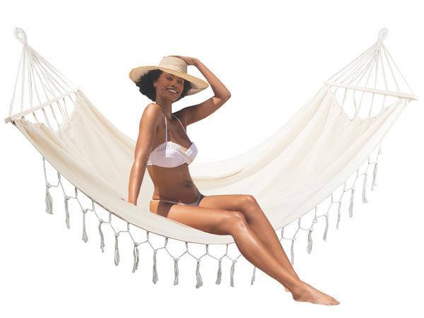 Turistická houpací síť velká boho střapec houpačka pro dvě osoby 200x150