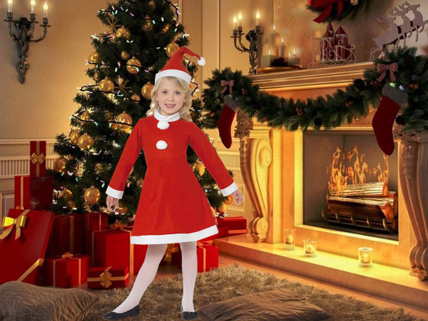 Santa claus kostým pro dívku klobouk