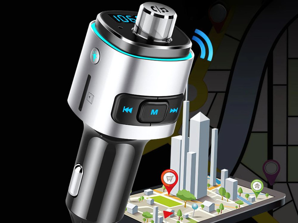 Bluetooth fm transmitter car charger fast 2x usb ilumination