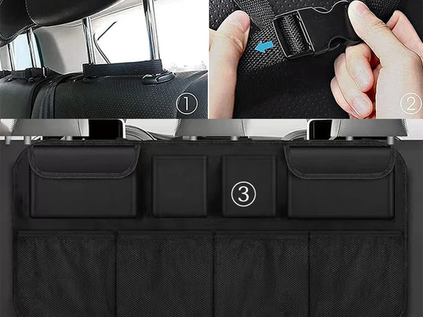 Organizér na opěradlo autosedačky s kapsami