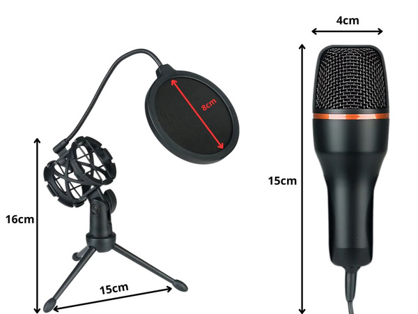 Studiový mikrofon usb rgb stativ pro počítačový stream herní kardioida