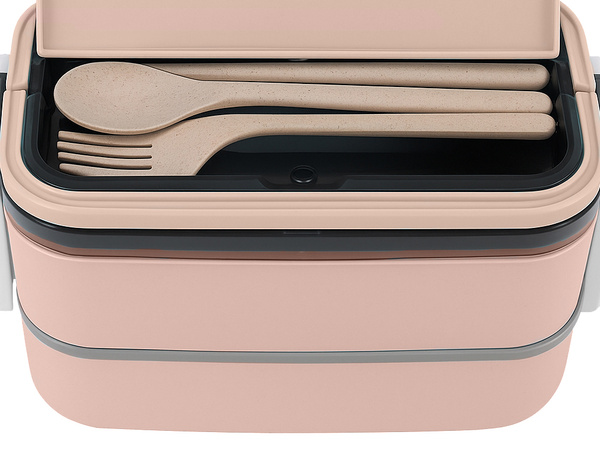 Snack box s compartments two-tier container xxl cutlery lunchbox 1400ml