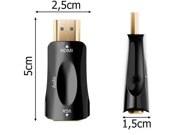 Převodník adaptér z hdmi na vga d-sub audio mini jack