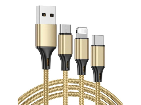3v1 usb kabel pro telefon lightning kabel iphone micro usb typ-c 1,2 m
