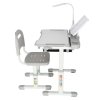Biurko dzieciece szkolne regulowane krzeslo lampka LED USB szare 175580