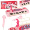 Keyboard dla dzieci pianinko interaktywne organki 37 klawiszy mikrofon statyw rozowe 173070
