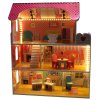 Domek dla lalek drewniany MDF mebelki 70cm rozowy LED 179857