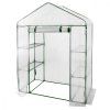 ZAHRADNÍ SKLENÍK S POLICEMI BÍLÝ 140 x 140 x 200 CM