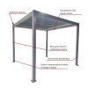 Zahradní hliníková pergola šedá LED 3 x 3 x 2,5 m