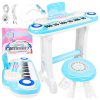 Varhany pianino s mikrofonem modré + taburet Mp3