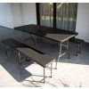 Rozkládací zahradní stůl 180 cm + 2 lavice - černý