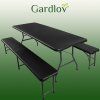 Rozkládací zahradní stůl 180 cm + 2 lavice - černý
