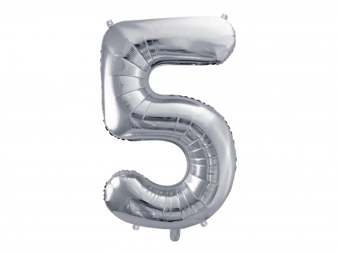 Foliový balónek - Stříbrná číslo 5 (Číslo 0)