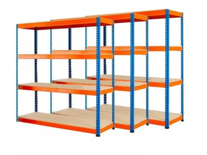 3668 akcios csomag 3 darab profi salgo polc 1800x1800x400 mm lakkozott 4 polc teherbiras 1600 kg kek narancs