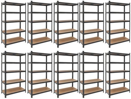 8484 akcios csomag 10 darab salgo polc 2000x1200x600 mm lakkozott 5 polcos teherbiras 875 kg fekete