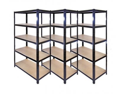 AKCE - Balíček : 3x Regál 2000x900x400 mm lakovaný 5-policový, nosnost 875 kg - ČERNÝ