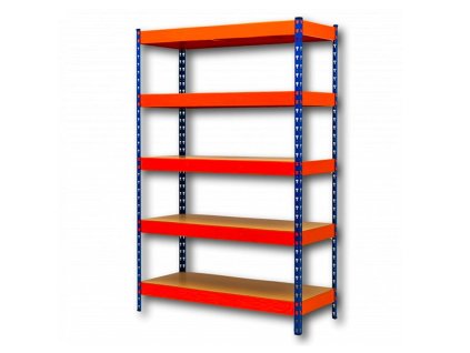 Regál 2160x1800x800 mm PROFESIONÁLNÍ lakovaný 5-policový, nosnost 2000 kg - MODRO-ORANŽOVÝ