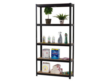 13337 regal 1500x700x300 mm lakovany 5 policovy nosnost 875 kg cerny