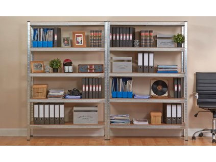 9871 regal 1800x750x400 mm kovovy zinkovany 5 policovy nosnost 875 kg