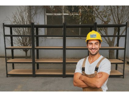 5883 6 akce balicek 4x regal 180x90x40 cm lakovany 5 policovy nosnost 875 kg cerny