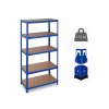 MEGA HIT: Regál 1800x900x300 mm lakovaný 5-policový, nosnost 875 kg - MODRÝ