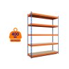 Regál 2500x1600x800 mm PROFESIONÁLNÍ lakovaný 5-policový, nosnost 2000 kg - MODRO-ORANŽOVÝ 06