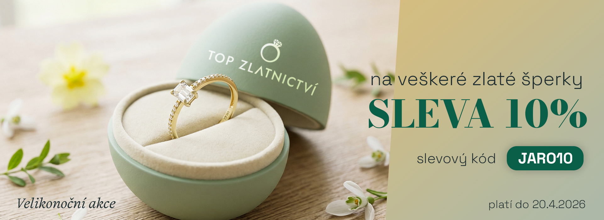 Zlatý prsten se zirkony v krabičce TOP Zlatnictví