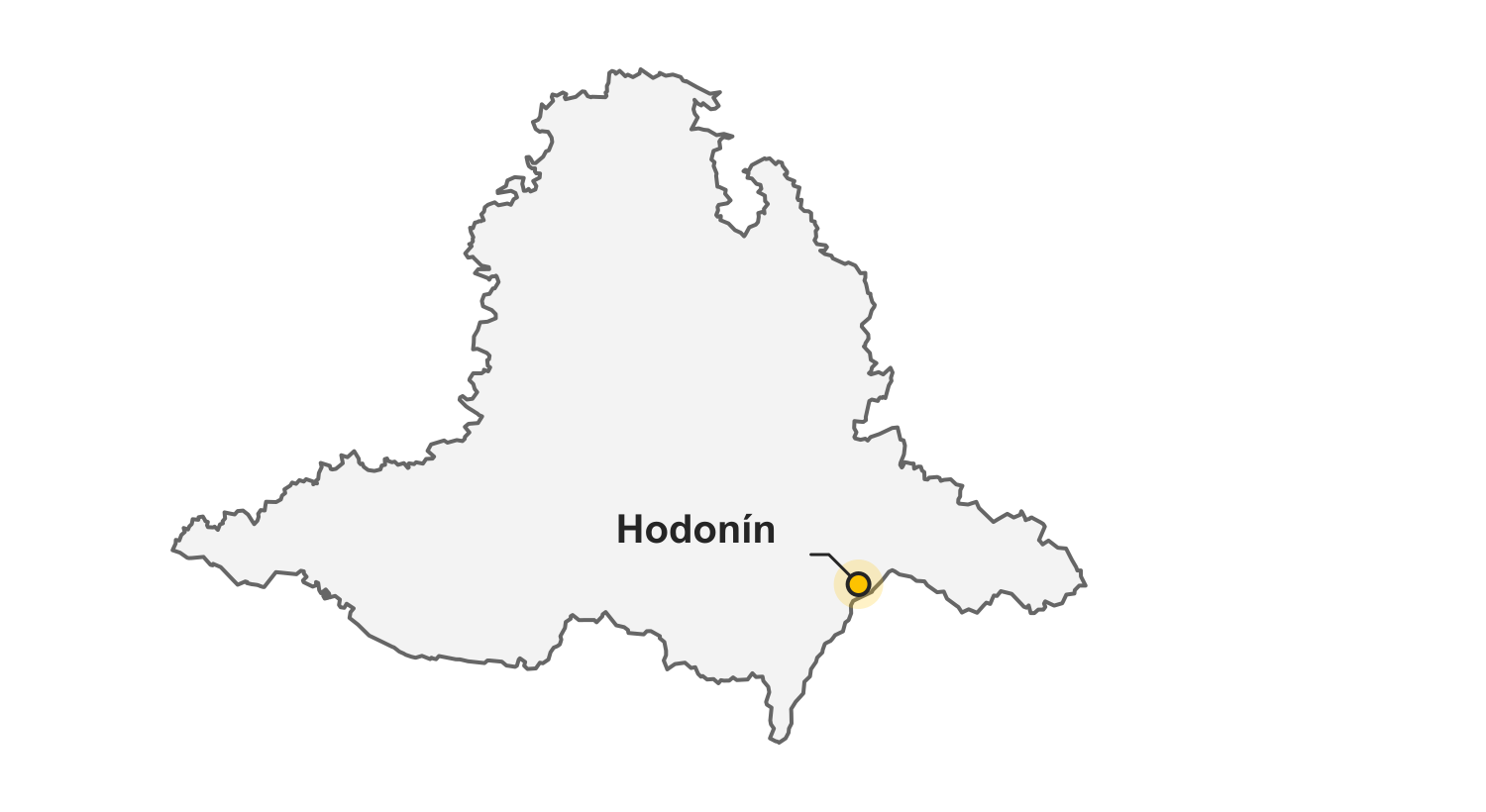 Jihomoravský kraj s vyznačeným Hodonínem