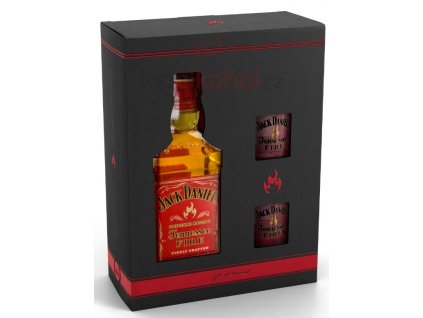 Jack Daniel´s Fire dárkové balení + 2 panákové sklenice