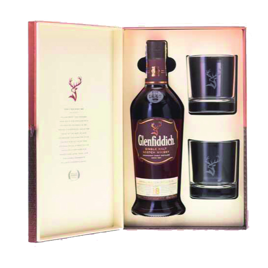 Glenfiddich 18 yo 40 % 0,7 l (dárkové balení) (dárkové balení 2 skleničky)