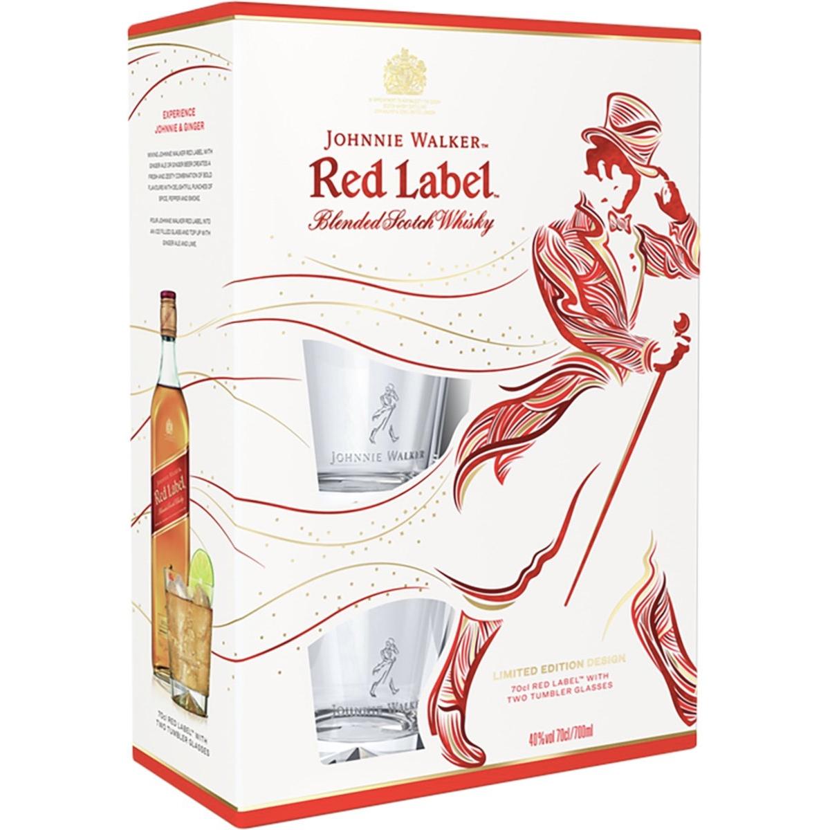 Johnnie Walker Red Label 40 % 0,7l (dárkové balení) (dárkové balení 2 skleničky)