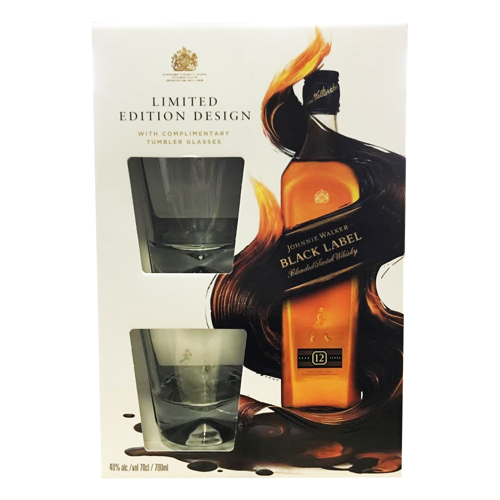 Johnnie Walker Black Label 40 % 0,7l (dárkové balení) (dárkové balení 2 skleničky)