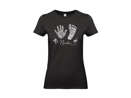 Dámske tričko čierne s odtlačkami