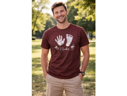 Burgundy pánske tričko s odtlačkami model