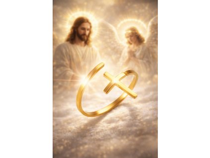 Minimalistický posvätený prsteň s krížom ako symbolom viery