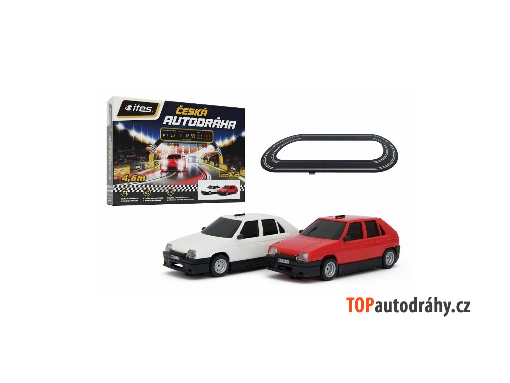 648 2 648 zakladni set autodraha ites model src 2 auta favorit bila a cervena 1 28 delka 4 2m