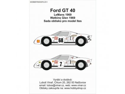 Sada potisků na FORD GT40 PART I. OBTISKY