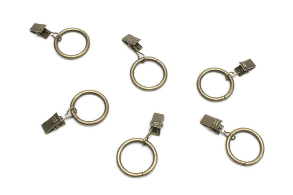 Kovové krúžky so štipcami 10ks Garníže farba: Antik, Pre tyče priemeru: 16mm