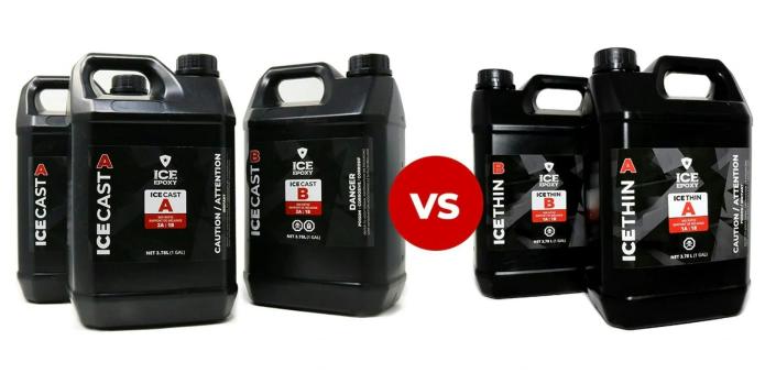 Porovnání pryskyřice ICE CAST a ICE THIN