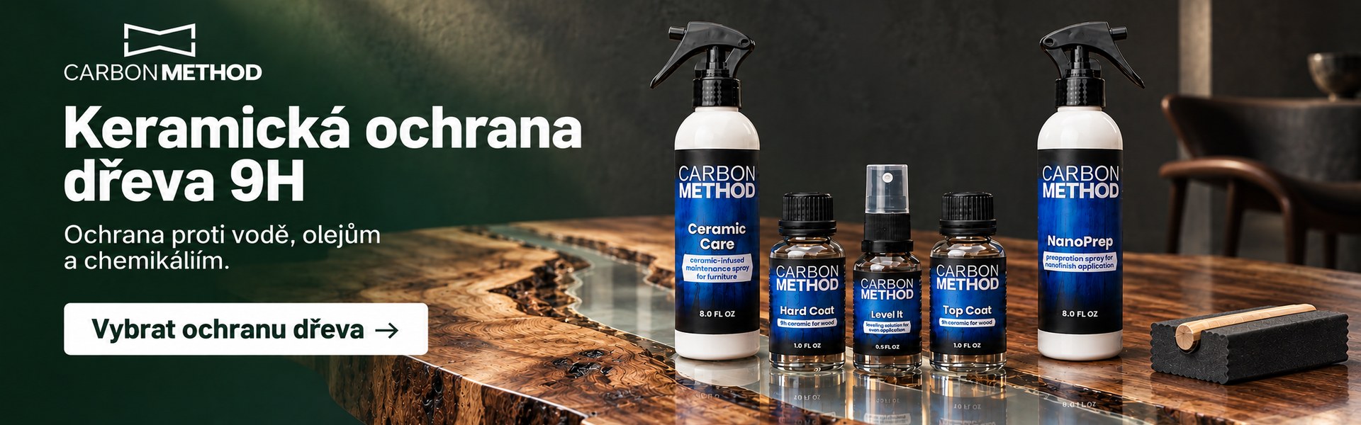 Carbon Method – keramická ochrana dřeva 9H proti vodě, olejům a chemikáliím