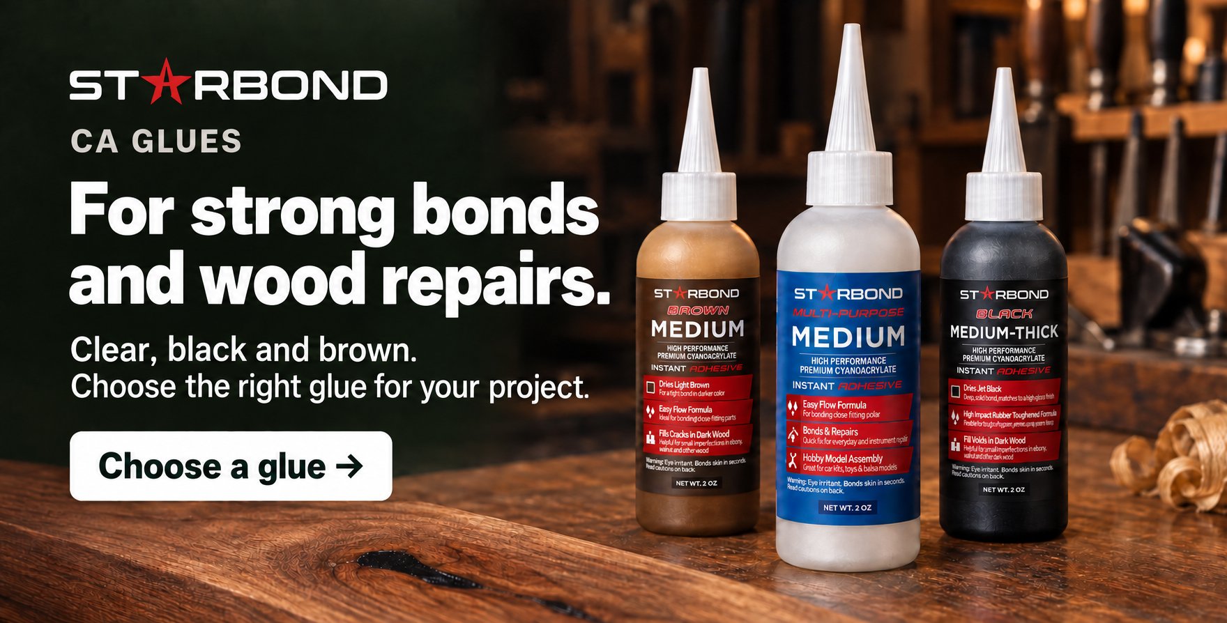 STARBOND CA glues – for strong bonds and wood repairs