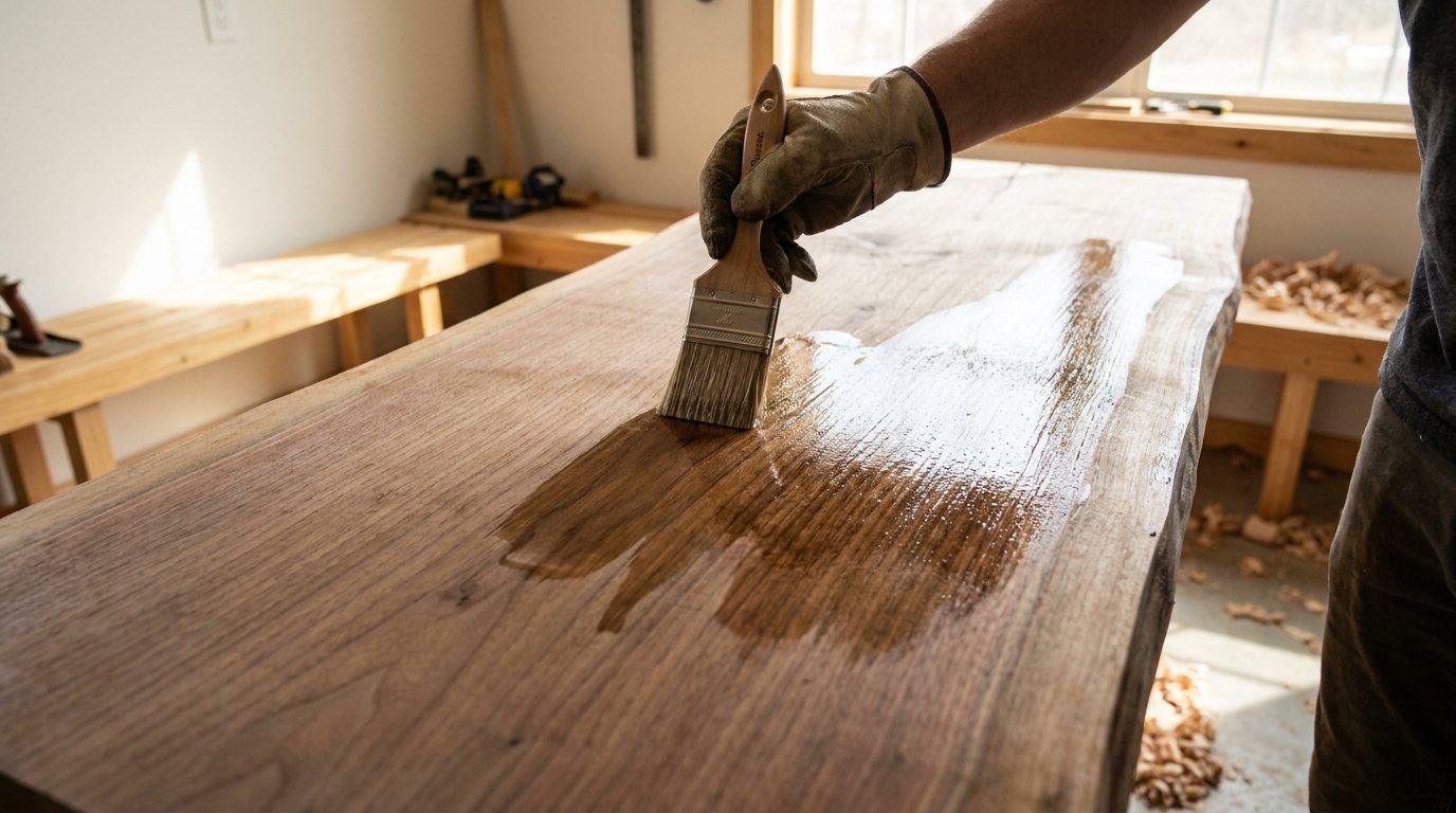 Gereinigtes Holz, bereit zur Epoxid-Versiegelung
