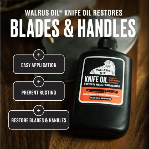 Walrus Oil Knife Oil 118 ml – natural knife oil with corrosion protection and care for wooden handles